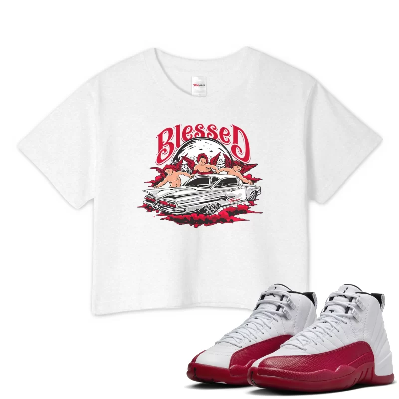 TeeVivo Crop Top Match Air Jordan 12 Retro Cherry Blessed – Air Jordan 12 Crop Top, AJ12 Crop Top