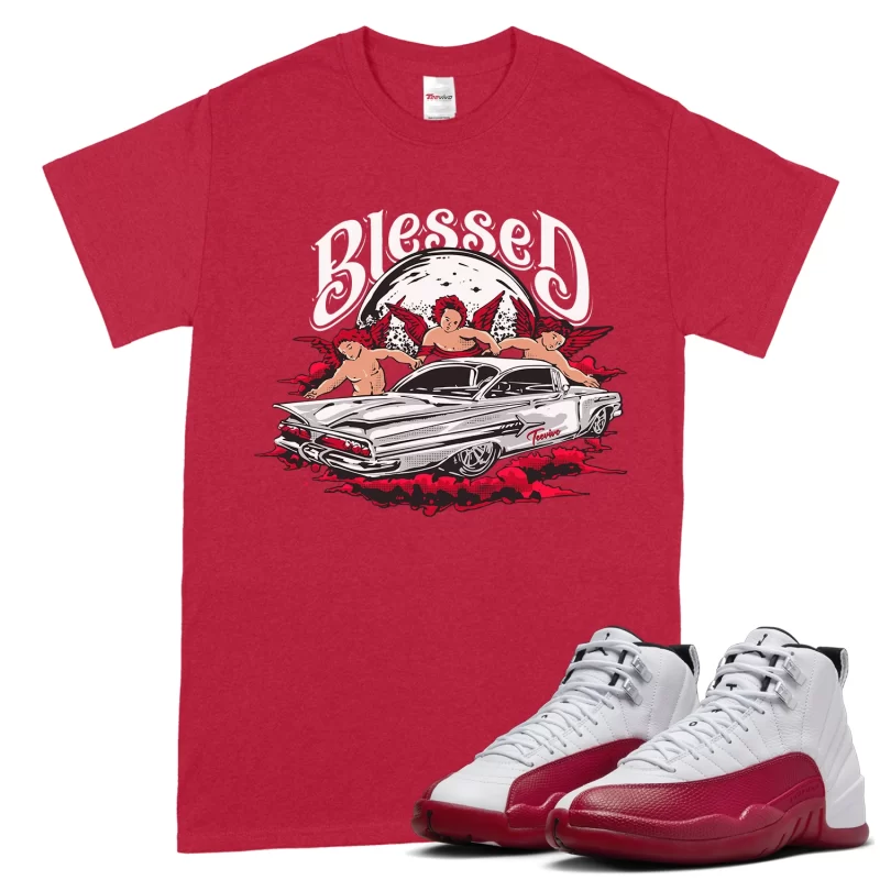 TeeVivo T-Shirt Match Air Jordan 12 Retro Cherry Blessed – Air Jordan 12 Shirt, AJ12 Shirt