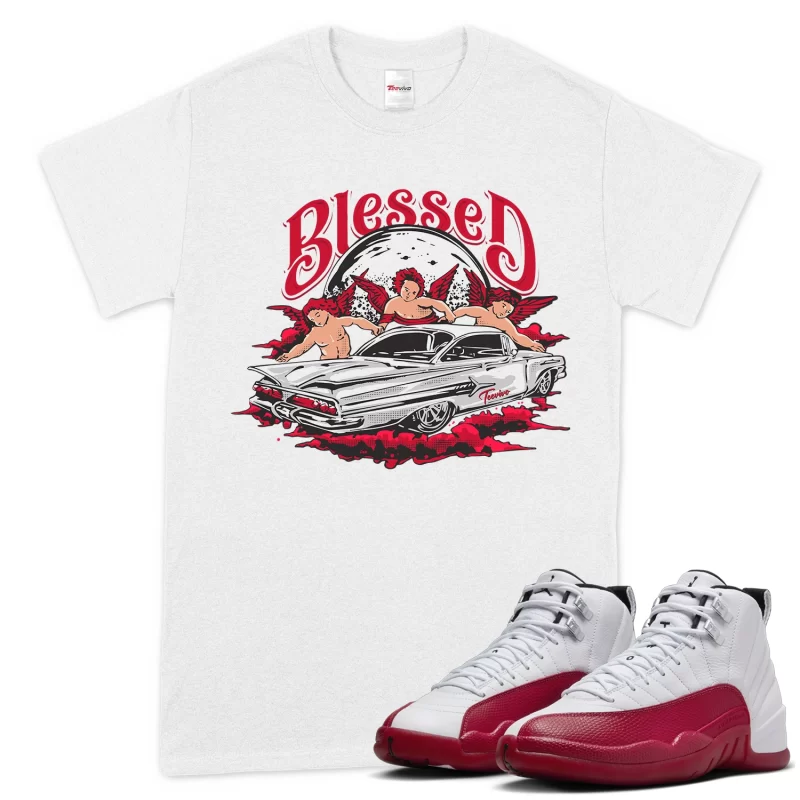 TeeVivo T-Shirt Match Air Jordan 12 Retro Cherry Blessed – Air Jordan 12 Shirt, AJ12 Shirt