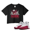 TeeVivo Crop Top Match Air Jordan 12 Retro Cherry Burning the ground – Air Jordan 12 Crop Top, AJ12 Crop Top