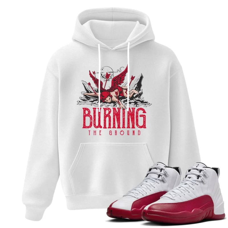 TeeVivo Hoodie Match Air Jordan 12 Retro Cherry Burning the ground – Air Jordan 12 Hoodie, AJ12 Hoodie