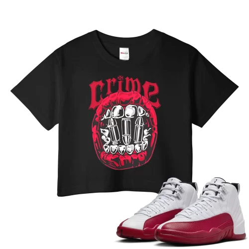 TeeVivo Crop Top Match Air Jordan 12 Retro Cherry Crime – Air Jordan 12 Crop Top, AJ12 Crop Top