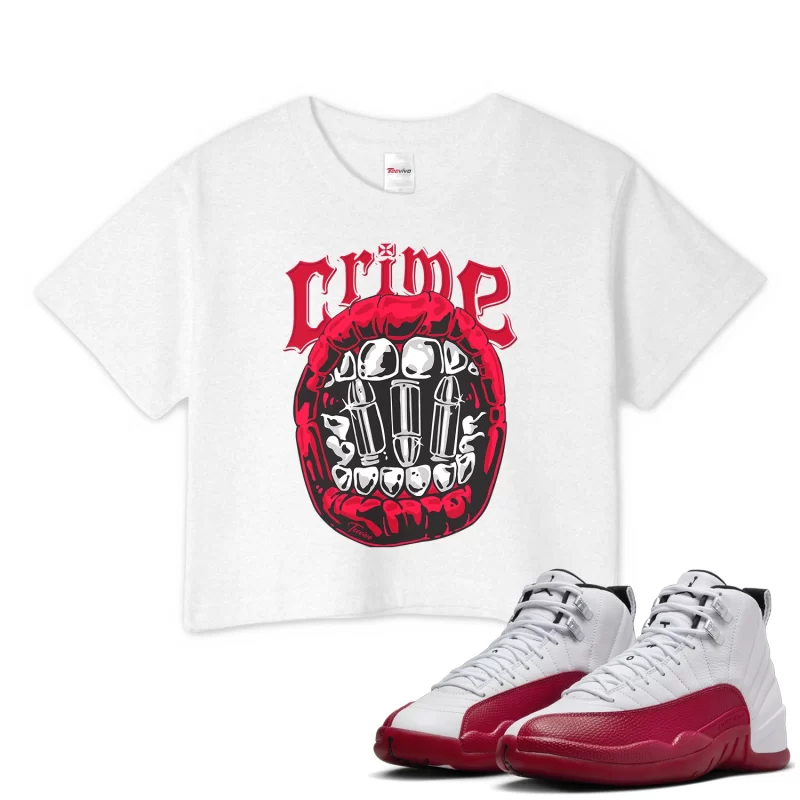 TeeVivo Crop Top Match Air Jordan 12 Retro Cherry Crime – Air Jordan 12 Crop Top, AJ12 Crop Top