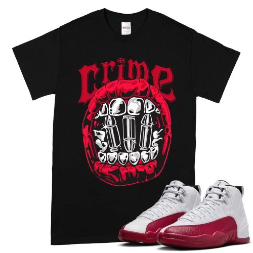 TeeVivo T-Shirt Match Air Jordan 12 Retro Cherry Crime – Air Jordan 12 Shirt, AJ12 Shirt