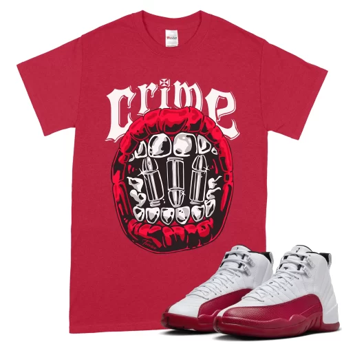 TeeVivo T-Shirt Match Air Jordan 12 Retro Cherry Crime – Air Jordan 12 Shirt, AJ12 Shirt