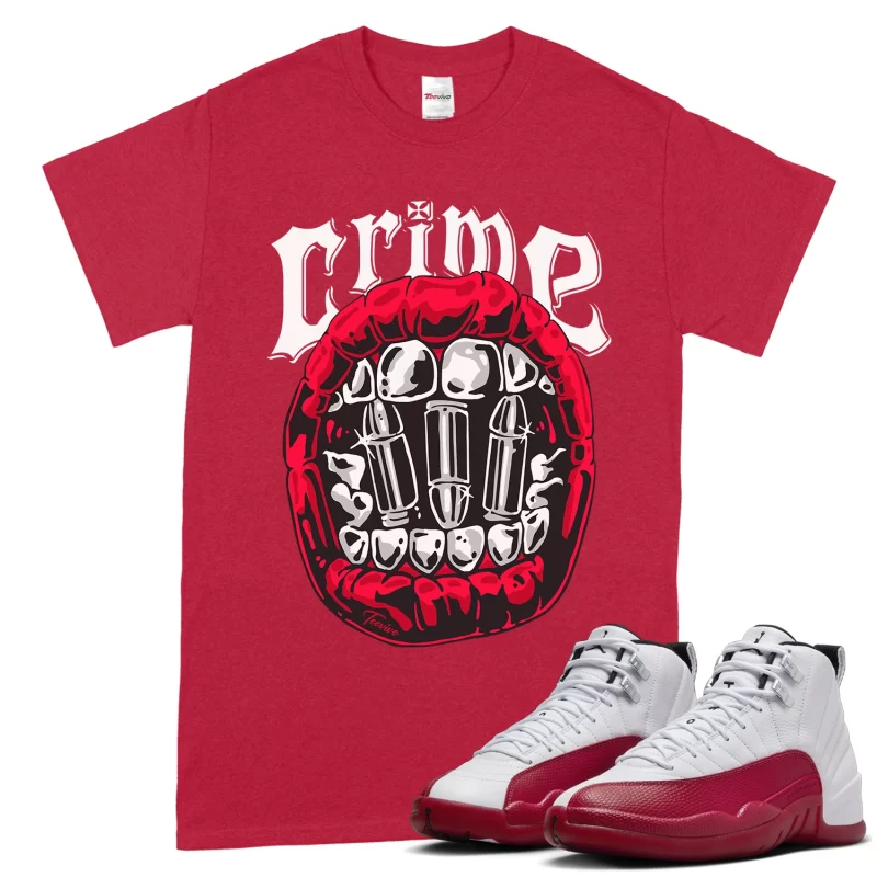 TeeVivo T-Shirt Match Air Jordan 12 Retro Cherry Crime – Air Jordan 12 Shirt, AJ12 Shirt