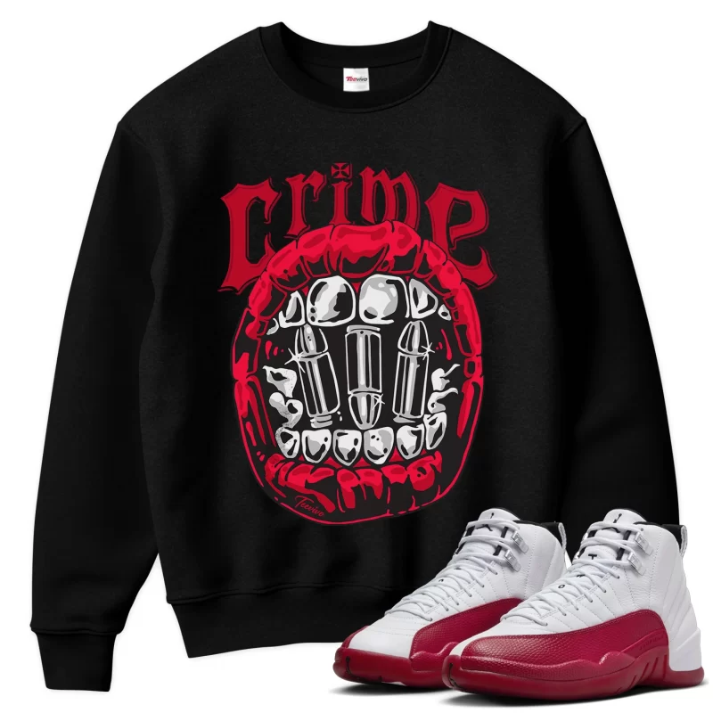 TeeVivo Sweatshirt Match Air Jordan 12 Retro Cherry Crime – Air Jordan 12 Sweatshirt, AJ12 Sweatshirt