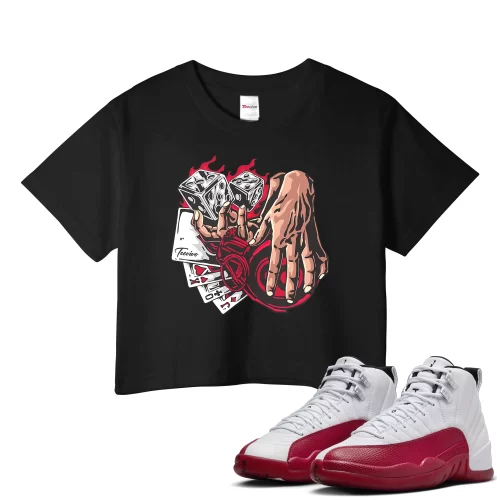 TeeVivo Crop Top Match Air Jordan 12 Retro Cherry Gambling – Air Jordan 12 Crop Top, AJ12 Crop Top