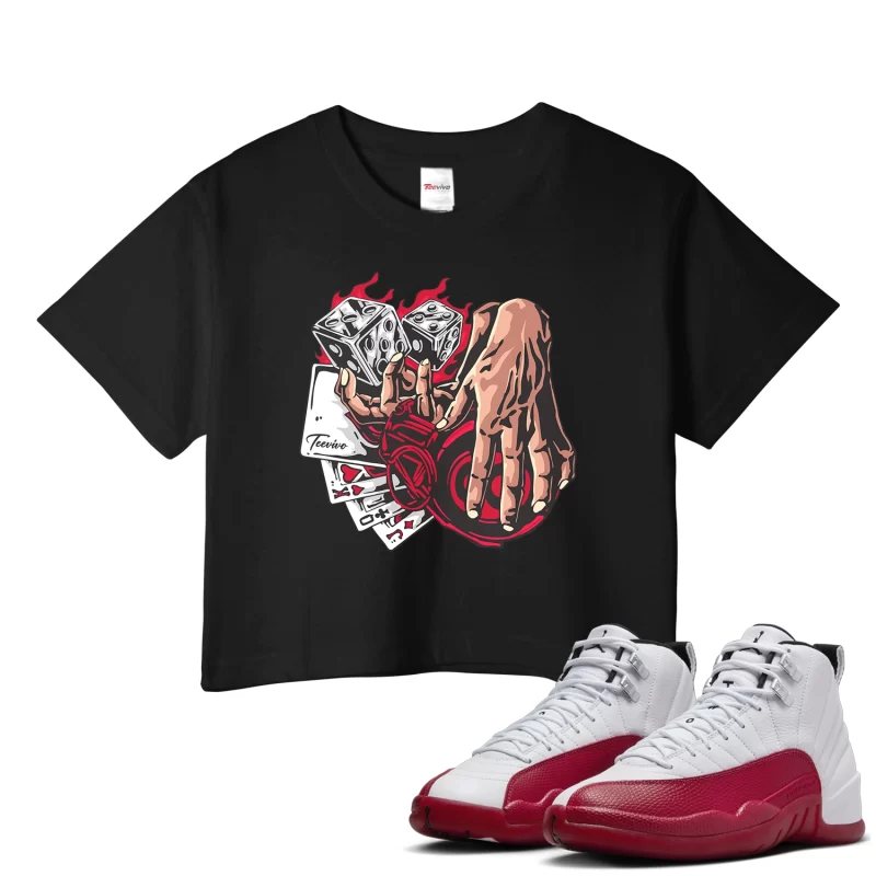 TeeVivo Crop Top Match Air Jordan 12 Retro Cherry Gambling – Air Jordan 12 Crop Top, AJ12 Crop Top