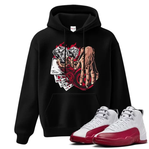 TeeVivo Hoodie Match Air Jordan 12 Retro Cherry Gambling – Air Jordan 12 Hoodie, AJ12 Hoodie