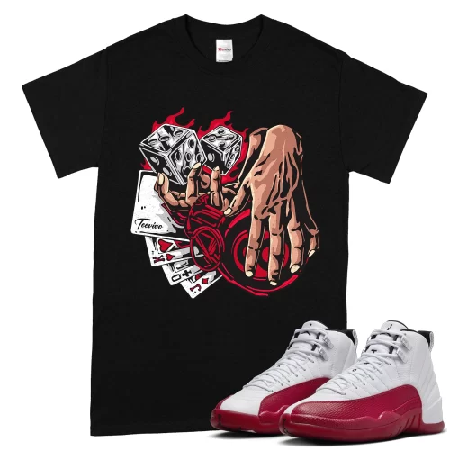 TeeVivo T-Shirt Match Air Jordan 12 Retro Cherry Gambling – Air Jordan 12 Shirt, AJ12 Shirt