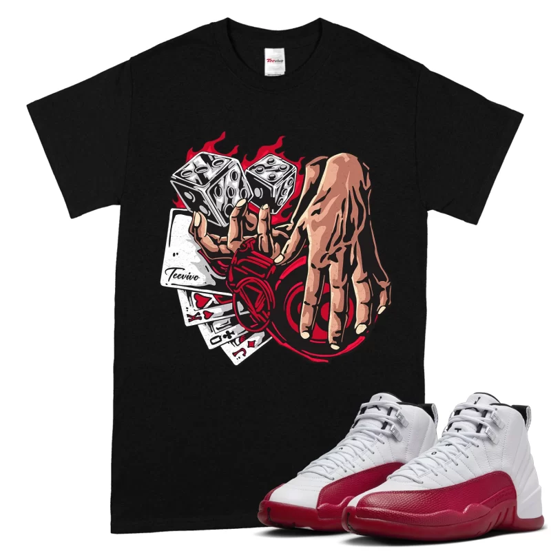 TeeVivo T-Shirt Match Air Jordan 12 Retro Cherry Gambling – Air Jordan 12 Shirt, AJ12 Shirt