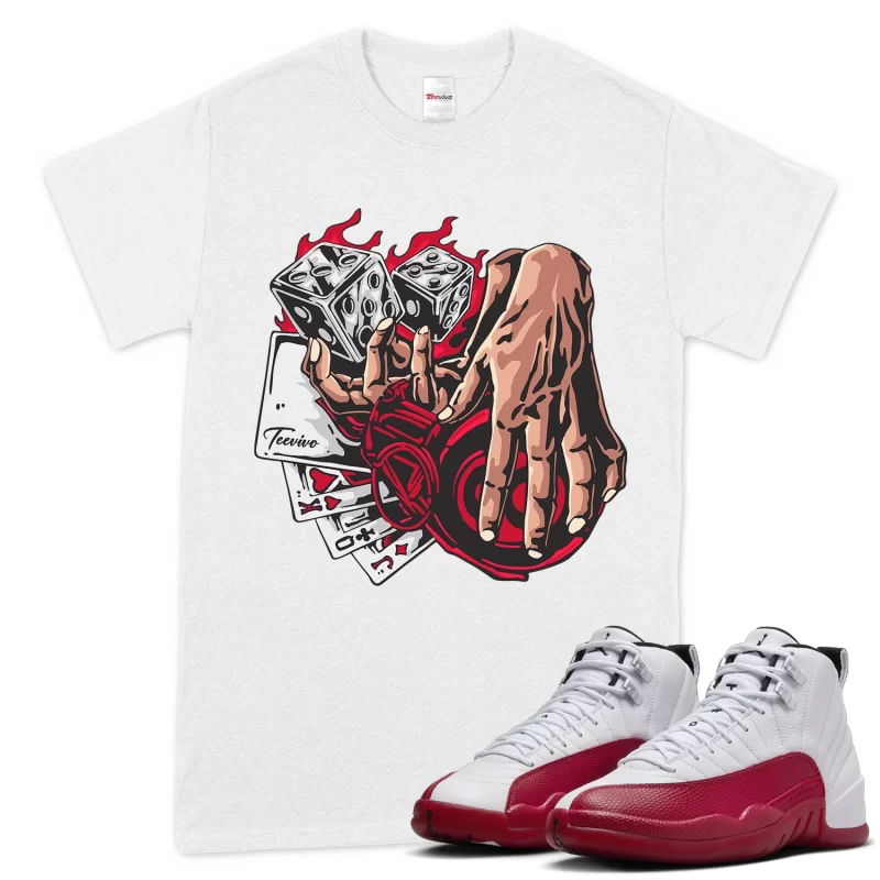 TeeVivo T-Shirt Match Air Jordan 12 Retro Cherry Gambling – Air Jordan 12 Shirt, AJ12 Shirt