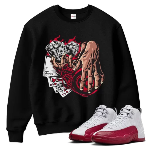 TeeVivo Sweatshirt Match Air Jordan 12 Retro Cherry Gambling – Air Jordan 12 Sweatshirt, AJ12 Sweatshirt