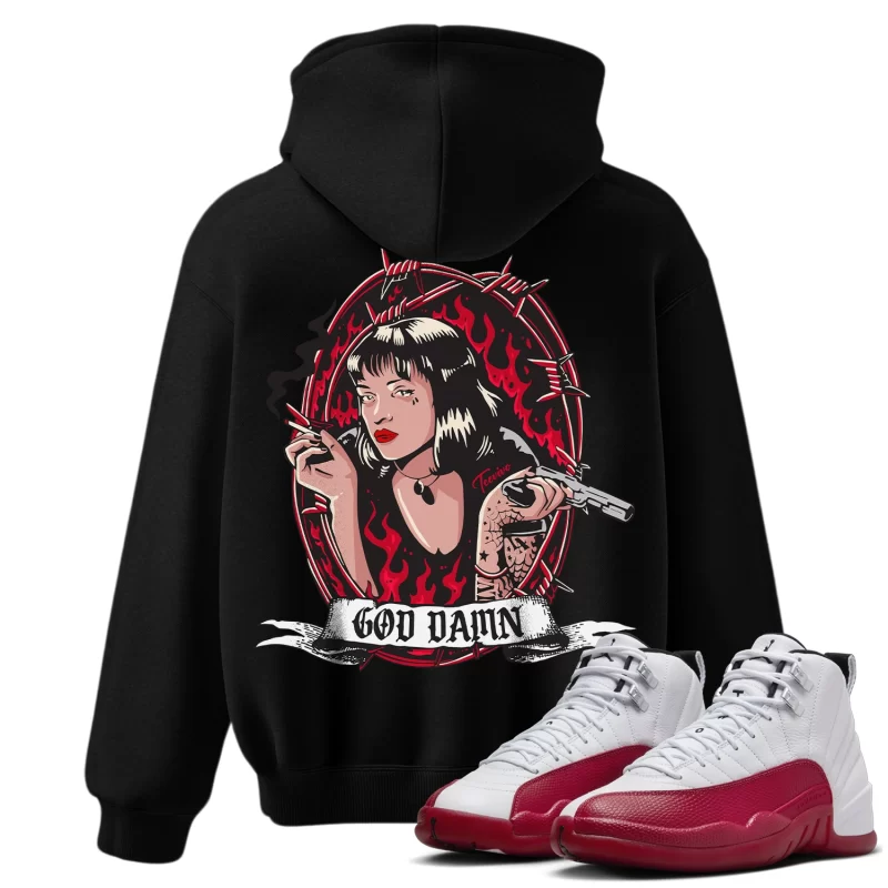 TeeVivo Hoodie Match Air Jordan 12 Retro Cherry God Daaamn – Air Jordan 12 Hoodie, AJ12 Hoodie