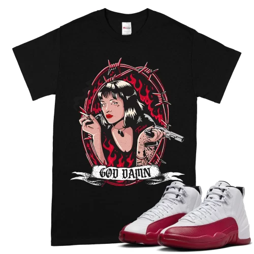 TeeVivo T-Shirt Match Air Jordan 12 Retro Cherry God Daaamn – Air Jordan 12 Shirt, AJ12 Shirt