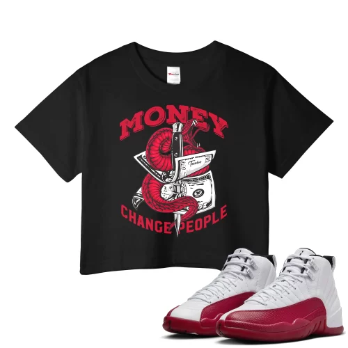 TeeVivo Crop Top Match Air Jordan 12 Retro Cherry Money change people – Air Jordan 12 Crop Top, AJ12 Crop Top