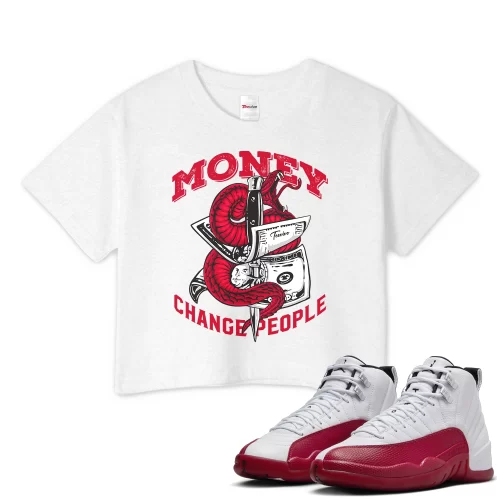 TeeVivo Crop Top Match Air Jordan 12 Retro Cherry Money change people – Air Jordan 12 Crop Top, AJ12 Crop Top