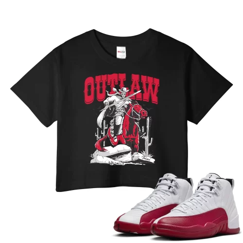TeeVivo Crop Top Match Air Jordan 12 Retro Cherry Outlaw – Air Jordan 12 Crop Top, AJ12 Crop Top