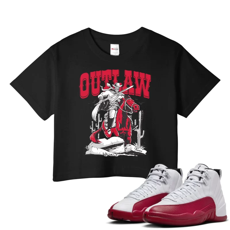 TeeVivo Crop Top Match Air Jordan 12 Retro Cherry Outlaw – Air Jordan 12 Crop Top, AJ12 Crop Top