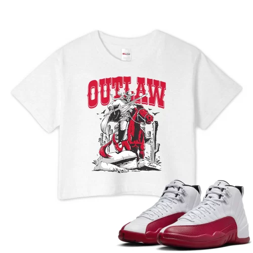 TeeVivo Crop Top Match Air Jordan 12 Retro Cherry Outlaw – Air Jordan 12 Crop Top, AJ12 Crop Top