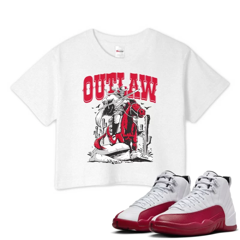 TeeVivo Crop Top Match Air Jordan 12 Retro Cherry Outlaw – Air Jordan 12 Crop Top, AJ12 Crop Top