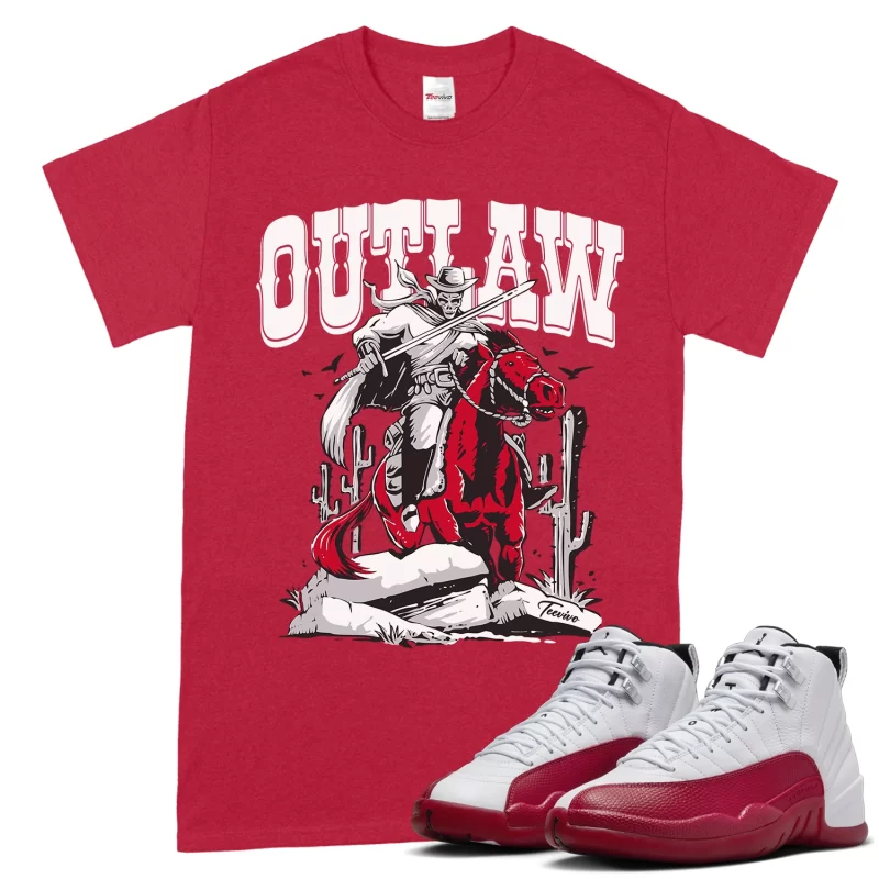 TeeVivo T-Shirt Match Air Jordan 12 Retro Cherry Outlaw – Air Jordan 12 Shirt, AJ12 Shirt