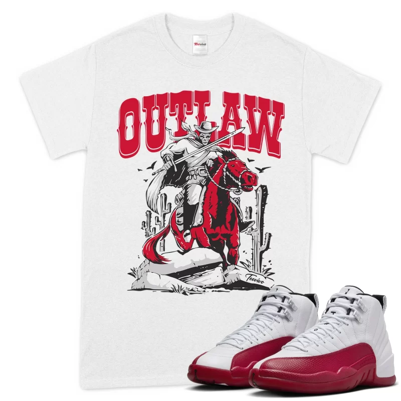 TeeVivo T-Shirt Match Air Jordan 12 Retro Cherry Outlaw – Air Jordan 12 Shirt, AJ12 Shirt