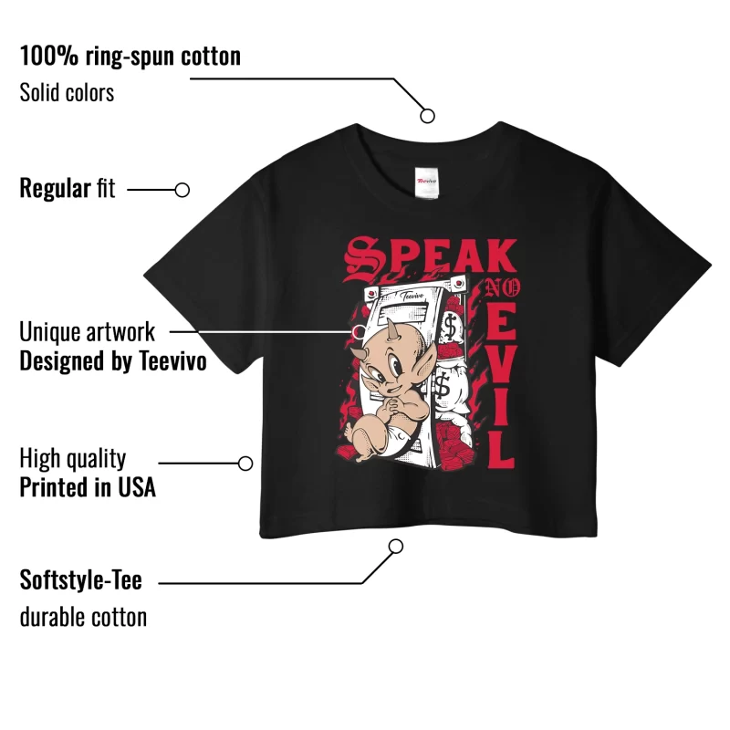 TeeVivo Crop Top Match Air Jordan 12 Retro Cherry Speak no evil – Air Jordan 12 Crop Top, AJ12 Crop Top