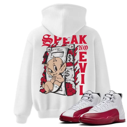 TeeVivo Hoodie Match Air Jordan 12 Retro Cherry Speak no evil – Air Jordan 12 Hoodie, AJ12 Hoodie