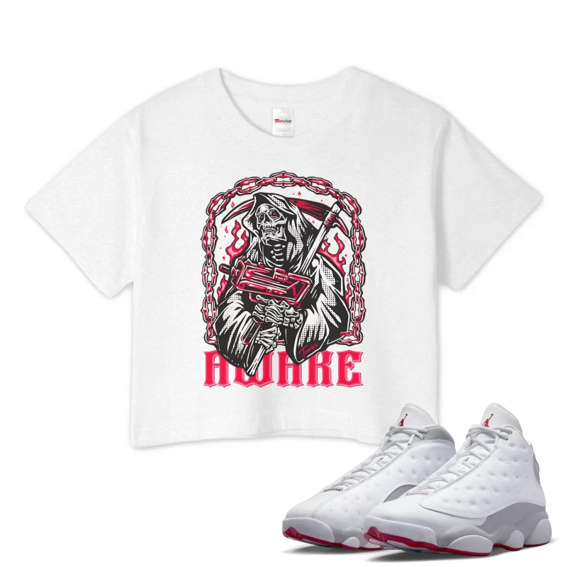TeeVivo Crop Top Match Air Jordan 13 Retro Wolf Grey Awake – Air Jordan 13 Crop Top, AJ13 Crop Top