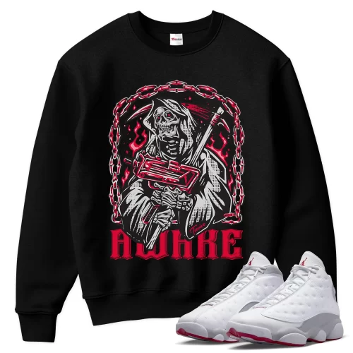 TeeVivo Sweatshirt Match Air Jordan 13 Retro Wolf Grey Awake – Air Jordan 13 Sweatshirt, AJ13 Sweatshirt