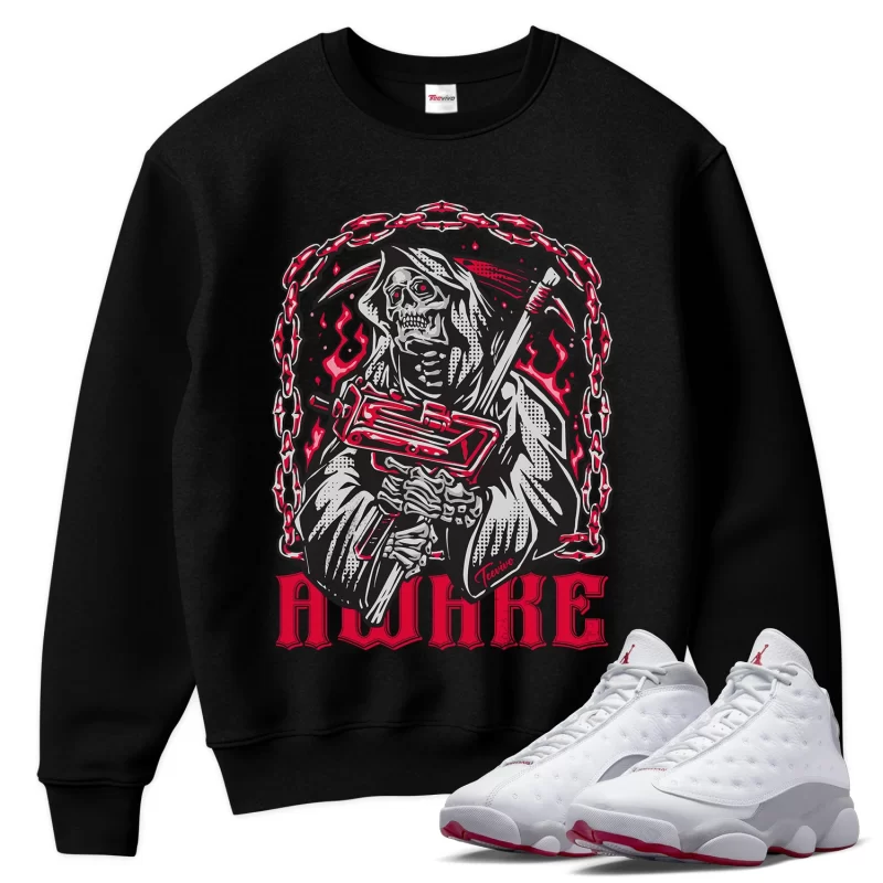 TeeVivo Sweatshirt Match Air Jordan 13 Retro Wolf Grey Awake – Air Jordan 13 Sweatshirt, AJ13 Sweatshirt