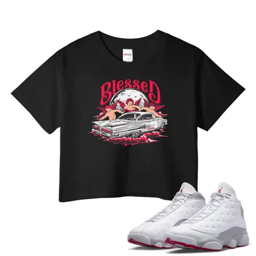 TeeVivo Crop Top Match Air Jordan 13 Retro Wolf Grey Blessed – Air Jordan 13 Crop Top, AJ13 Crop Top