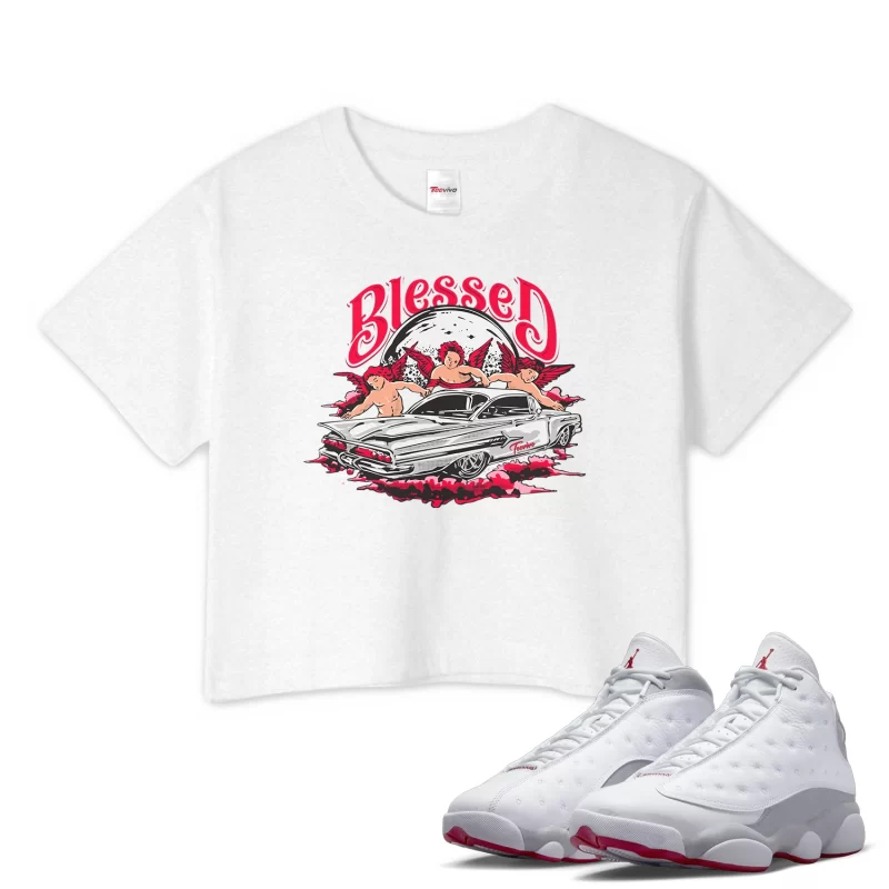 TeeVivo Crop Top Match Air Jordan 13 Retro Wolf Grey Blessed – Air Jordan 13 Crop Top, AJ13 Crop Top