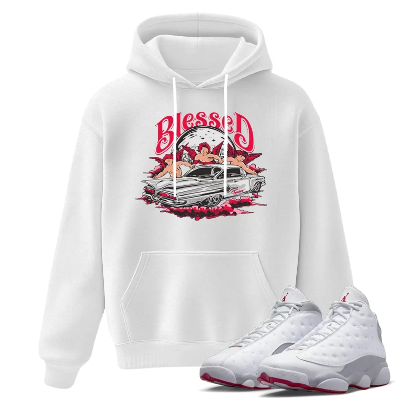 TeeVivo Hoodie Match Air Jordan 13 Retro Wolf Grey Blessed – Air Jordan 13 Hoodie, AJ13 Hoodie