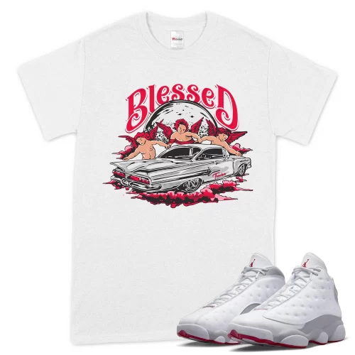 TeeVivo T-Shirt Match Air Jordan 13 Retro Wolf Grey Blessed – Air Jordan 13 Shirt, AJ13 Shirt