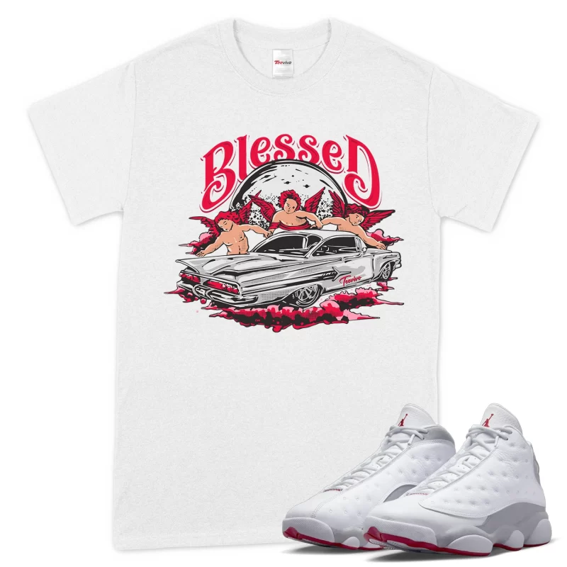 TeeVivo T-Shirt Match Air Jordan 13 Retro Wolf Grey Blessed – Air Jordan 13 Shirt, AJ13 Shirt