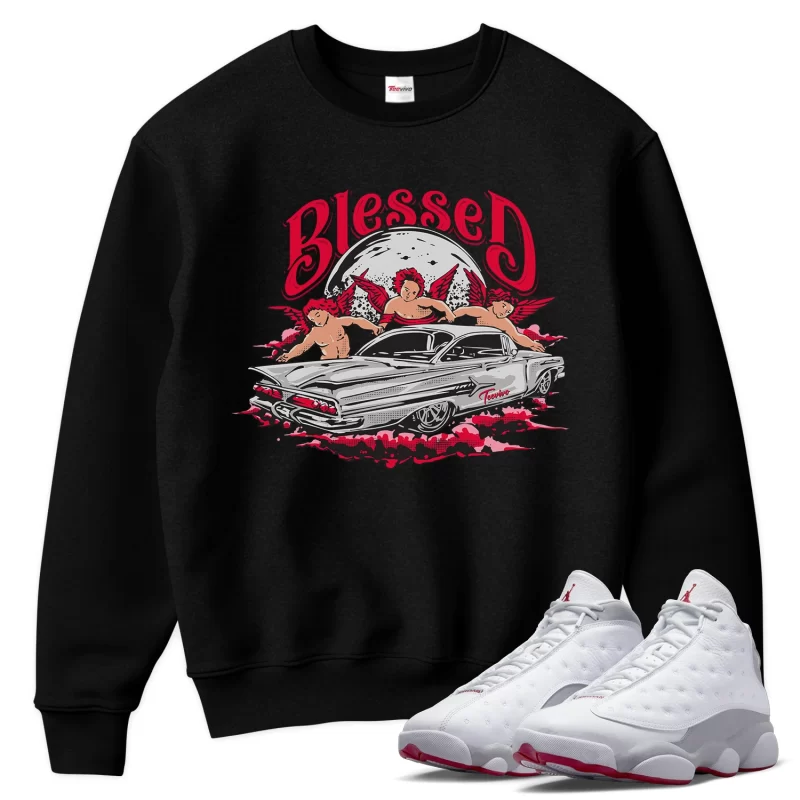 TeeVivo Sweatshirt Match Air Jordan 13 Retro Wolf Grey Blessed – Air Jordan 13 Sweatshirt, AJ13 Sweatshirt
