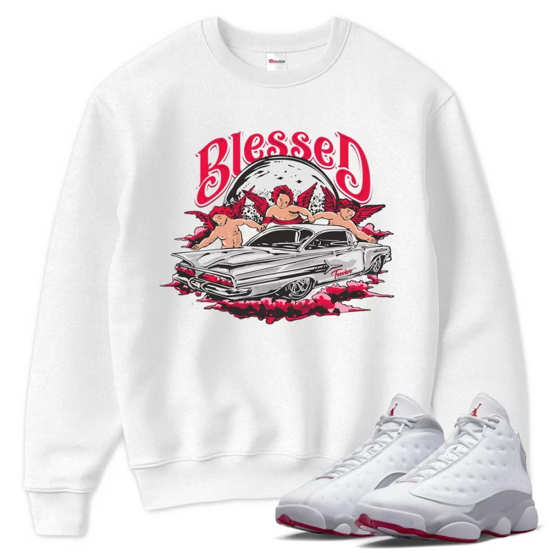 TeeVivo Sweatshirt Match Air Jordan 13 Retro Wolf Grey Blessed – Air Jordan 13 Sweatshirt, AJ13 Sweatshirt