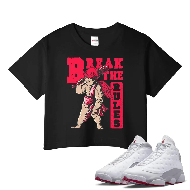 TeeVivo Crop Top Match Air Jordan 13 Retro Wolf Grey Break the rules – Air Jordan 13 Crop Top, AJ13 Crop Top