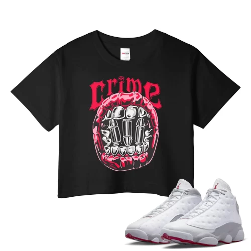 TeeVivo Crop Top Match Air Jordan 13 Retro Wolf Grey Crime – Air Jordan 13 Crop Top, AJ13 Crop Top