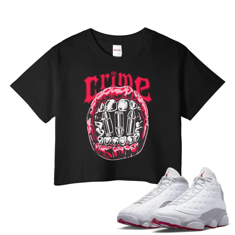 TeeVivo Crop Top Match Air Jordan 13 Retro Wolf Grey Crime – Air Jordan 13 Crop Top, AJ13 Crop Top