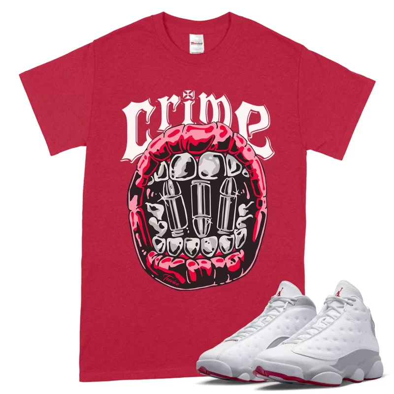 TeeVivo T-Shirt Match Air Jordan 13 Retro Wolf Grey Crime – Air Jordan 13 Shirt, AJ13 Shirt