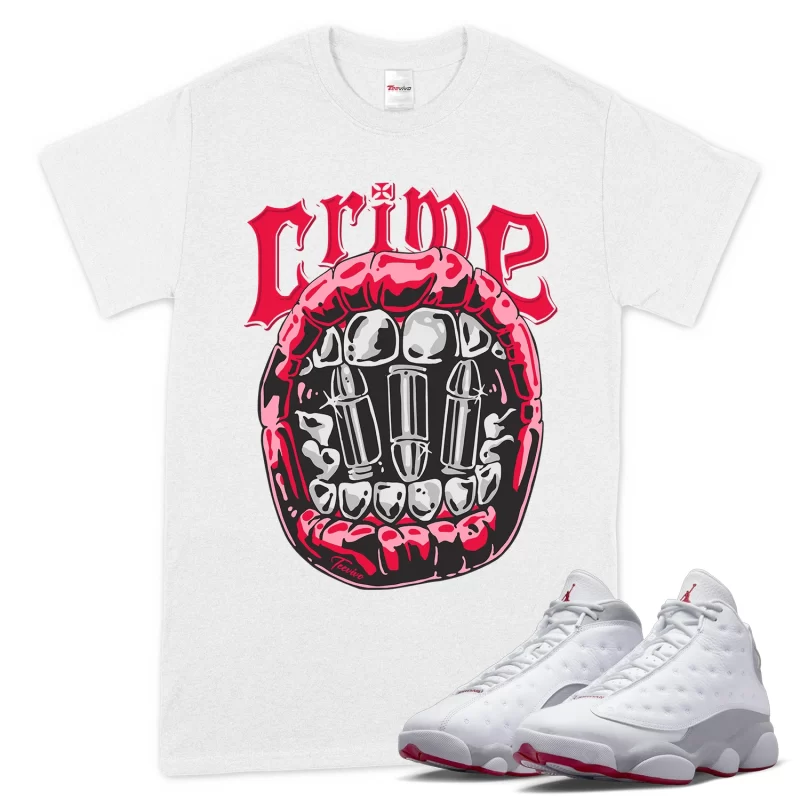TeeVivo T-Shirt Match Air Jordan 13 Retro Wolf Grey Crime – Air Jordan 13 Shirt, AJ13 Shirt
