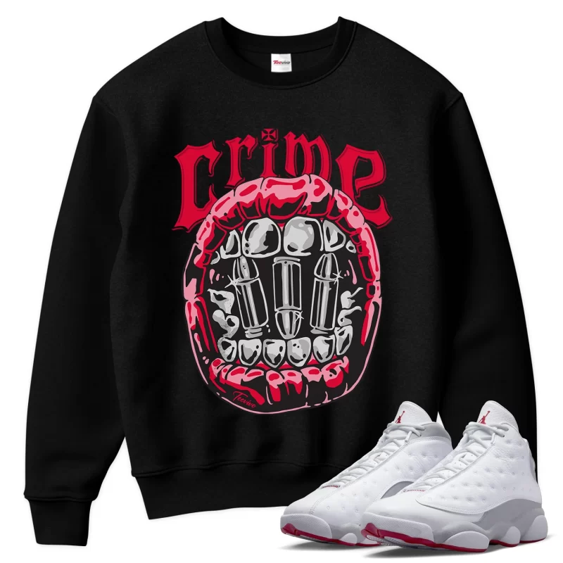 TeeVivo Sweatshirt Match Air Jordan 13 Retro Wolf Grey Crime – Air Jordan 13 Sweatshirt, AJ13 Sweatshirt