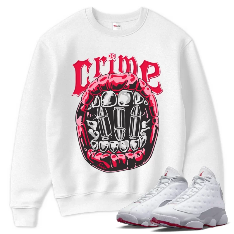 TeeVivo Sweatshirt Match Air Jordan 13 Retro Wolf Grey Crime – Air Jordan 13 Sweatshirt, AJ13 Sweatshirt
