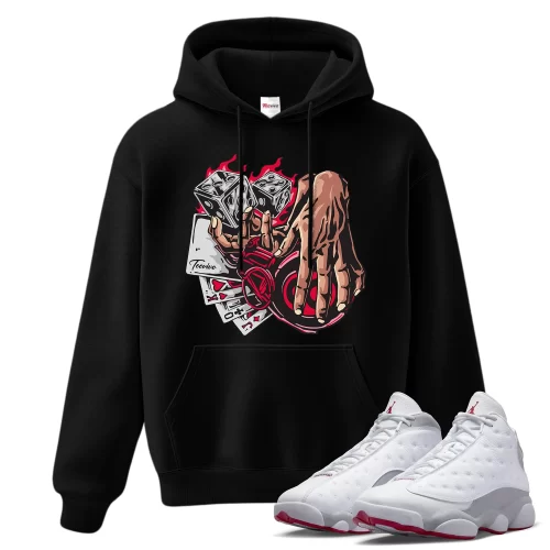 TeeVivo Hoodie Match Air Jordan 13 Retro Wolf Grey Gambling – Air Jordan 13 Hoodie, AJ13 Hoodie