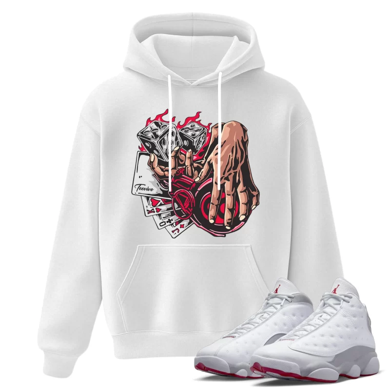 TeeVivo Hoodie Match Air Jordan 13 Retro Wolf Grey Gambling – Air Jordan 13 Hoodie, AJ13 Hoodie