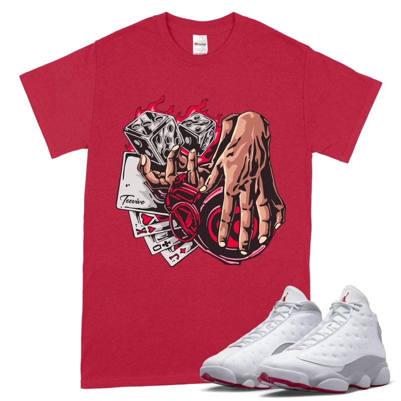 TeeVivo T-Shirt Match Air Jordan 13 Retro Wolf Grey Gambling – Air Jordan 13 Shirt, AJ13 Shirt